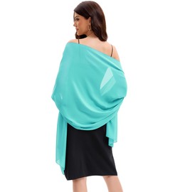 Baoqiya Women's Shawls and Wraps for Evening Dress Chiffon Shawl Soft Elegant Silky Pashmina Wedding Bridal Scarf(Aqua, 79"×19")
