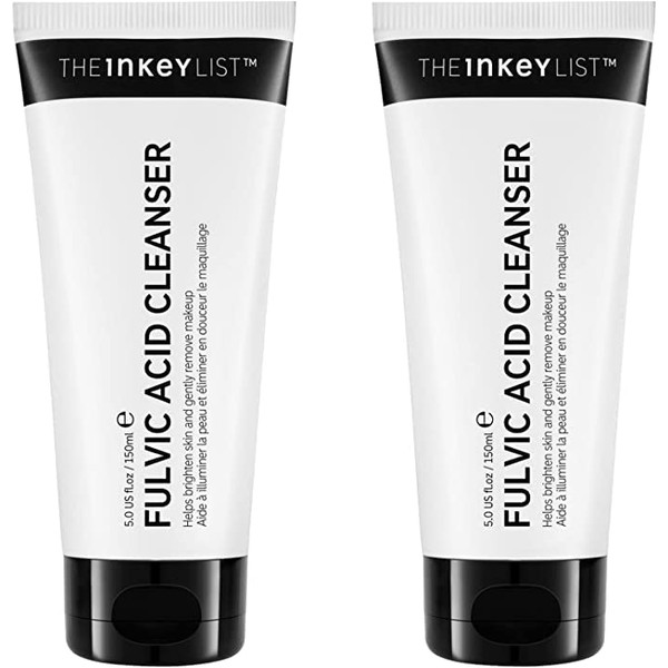 The INKEY List Mini Fulvic Acid Brightening Cleanser, Gel Face Cleanser Gently Exfoliates and Removes Makeup, Improves Uneven Skin Tone, Travel Size, 2 Pack, 1.69 Fl Oz each