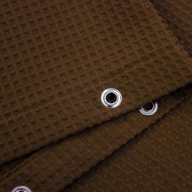 Barossa Design Waffle Weave Shower Curtain Hotel Luxury Spa, 230 GSM Heavy Duty Fabric, Water Repellent, Brown, 71x72 Inch