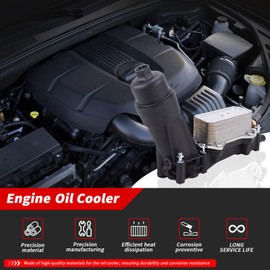 MUNIK 68105583AF 68105583AD 68105583AE Engine Oil Cooler & Oil Filter Housing Adapter for 2007 - 2021 Jeep Cherokee KL, Grand Cherokee WK/WK2, Dodge Charger/Journey/Grand Caravan