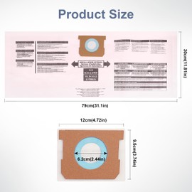 90661 Replacement Vacuum Bags for Shop Vac 5-8 Gallon Type E/Type H - Canister Paper Dust Bags for Shop Vac Type E 90661 906-61 9066100 / Type H 90671 9067100, 9066100, 906-61,90671,9067100-12Pack