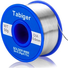 Tabiger Solder Wire, 0.6mm Lead Free Solder Wire with 97Sn-2Rosin-0.7Cu-0.3A, 0.6mm, 50g Solder for Electrical Soldering