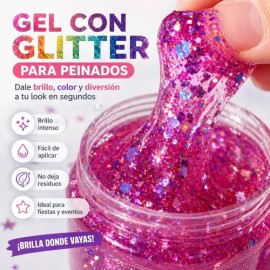 Gel Cabello Glitter Brillos Cabello Niña Peinados Colores 2