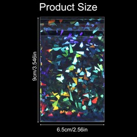 MBAIYO 200pcs Laser Photocard Sleeves, Holographic Flashing Photo Card Sleeve, 2.56x3.54in PVC Free Acid Free Overlay Laminating Self Adhesive Film Photocard Idol Bank Trading Cards ID Door Protector