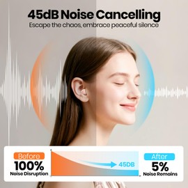 Ultra-Comfy Reusable Ear Plugs - 45dB SNR Noise Cancelling Earplugs for Sleep, Deep Focus, Travel, Sensitivity | Flexible Hearing Protection | Customizable Fit | 8 Pairs Ear Tips in XS/S/M/L-Pink