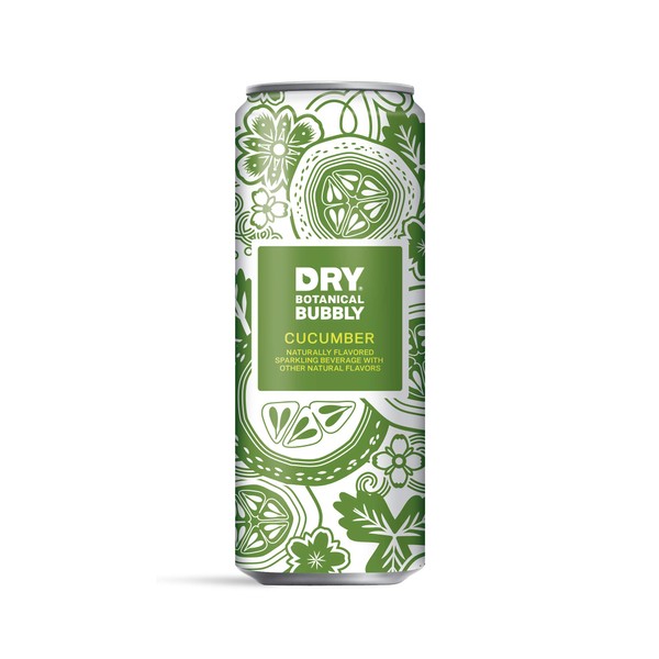 DRY Non-Alcoholic Botanical Bubbly | Cucumber | Sparkling and ready to sip or Use as a Mocktail Mixer |Less Sweet, All Natural Ingredients, Non-GMO | Sophisticatedly zero-proof, 12 Fl Oz (Pack of 12)