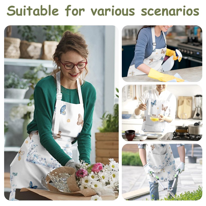 ECZOIL Waterproof Cooking Apron Adjustable with 2 Pockets for Kitchen