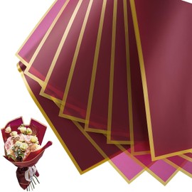 JWSCYSY 20 Sheets Flower Wrapping Paper, Floral Bouquet Wrapping Paper - Waterproof Florist Supplies Packaging Paper for Wedding Birthday Gift DIY (Wine Red 22.8inch)