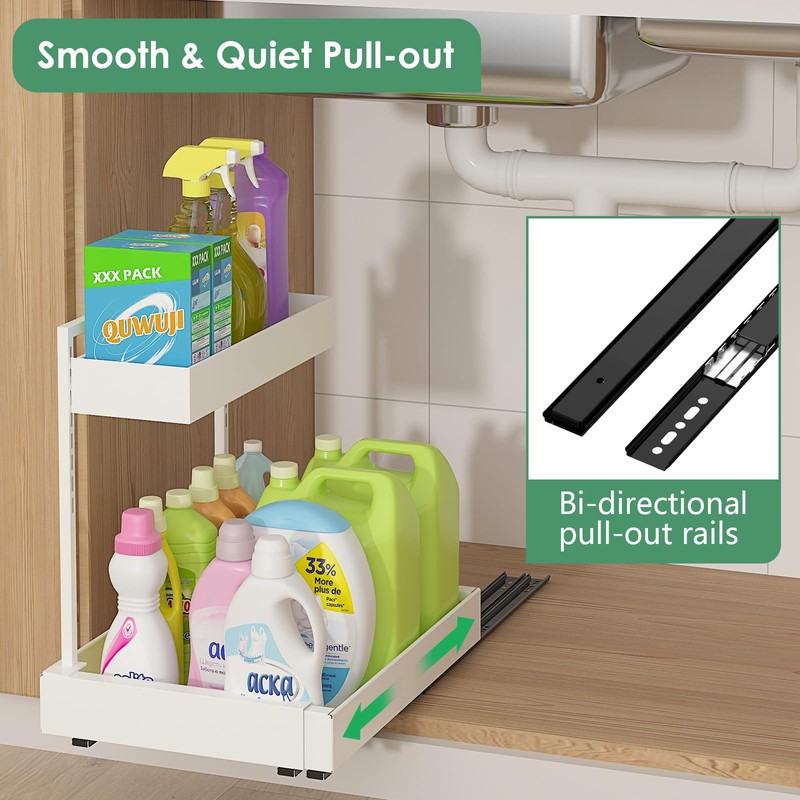REALINN Expandable Under Sink Organizers and Storage, 2 Tier Under