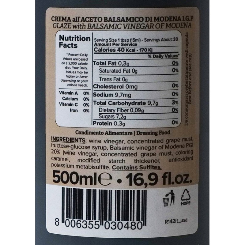 Glaze with Balsamic Vinegar of Modena IGP 16.9 fl oz