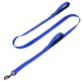 Max and Neo™ Double Handle Traffic Dog Leash Reflective - We Donate a Leash to a Dog Rescue for Every Leash Sold (Blue)