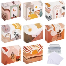 Estune 32 Pcs Hanging File Folders Letter Size Decorative File Folders, Geometric, Marble, Quote Designs, Including Adjustable Tabs and Inserts, Cabinet Inserts Organizer for Office Desk(Boho)