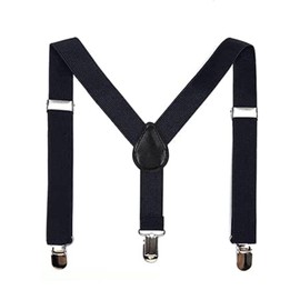 LINKPEACE Kids Suspenders，0.98in Elastic Adjustable Y-shaped Design Sling with Sturdy Metal Clip for Boys and Girls (Black)