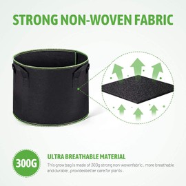 ACSTEP Grow Bags 10 Pack 10 Gallon Heavy Duty Aeration Fabric Pots Thickened Nonwoven Fabric Pots Plant Grow Bags with Handles