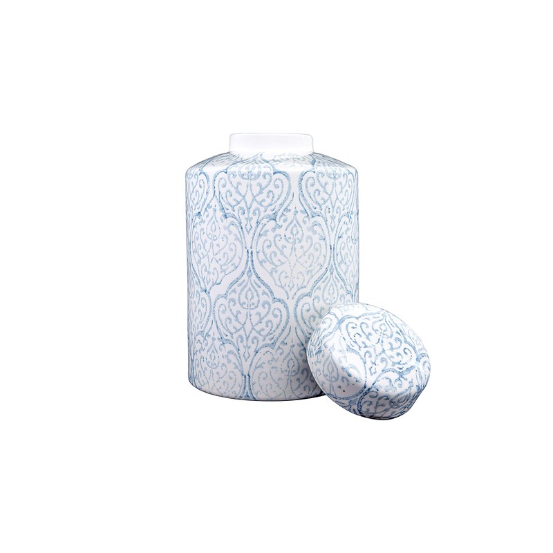 Blue & White Decorative Ginger Jar with Lid