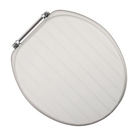 Comfort Seats C3B4R400CH Deluxe Molded Wood Toilet Seat with Chrome Hinges, Round, White Bead Board