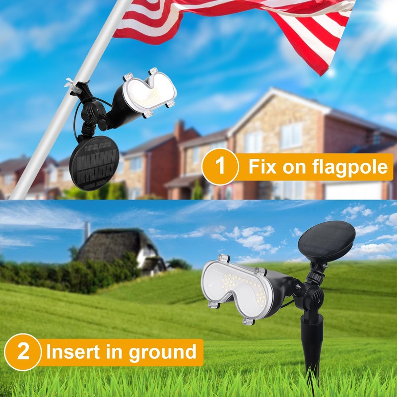 Solar Flag Pole Light, Flagpole Light Solar Powered, Super Bright