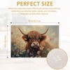 Cute Highland Cow Table Placemats,Rustic Wild Flower Heat Resistant Placemats,