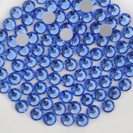 Beadsland - Diamantes de imitación redondos con parte posterior plana para decoración de uñas y manualidades - Fijación con pegamento - Azul claro, 4.