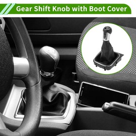 HOPESPANNER 5 Speed Manual Gear Shift Knob with Cover for VW Golf 5 MK5 GTI GTD R32 2004-2009 Plastic Faux Leather Gearbox Stick Shifter Lever Knob Black White