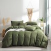 Pureant Olive Green Comforter Sets California King Solid Dark Green