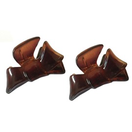 Parcelona French Bow Set of 2 Small Celluloid Tortoise Shell Jaw Hair Claw Clamp Clutcher Clip