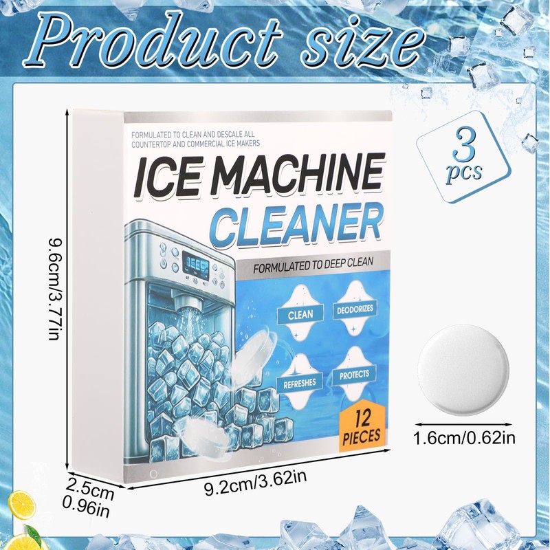 3 Pack 36 Pcs Ice Machine Cleaner Tablets Descaler, Clean