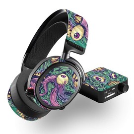 MightySkins Carbon Fiber Skin for SteelSeries Arctis Pro Wireless - Eyes and Teeth | Protective, Durable Textured Carbon Fiber Finish | Easy to Apply, Remove, and Change Styles | Made in The USA