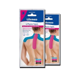 4 Physio Tapes 20 cm x 5 cm Pink/Blue/Black Shoulder and Neck for Optimal Elasticity and Freedom of Movement Pack of 2