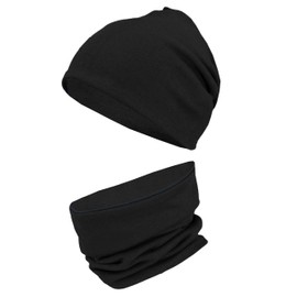 TupTam Unisex Kinder Beanie Mütze Schlauchschal Set, Farbe: Schwarz, Größe: 50-52