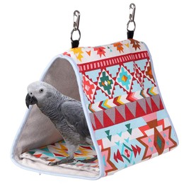 KINTOR Bird Nest Snuggle Hut,Parrot Habitat Cave Hanging Tent for Small Medium Parrots Budgies Eclectus Parakeet Cockatiels Lovebird African Grey (Pink Ethnic, M)