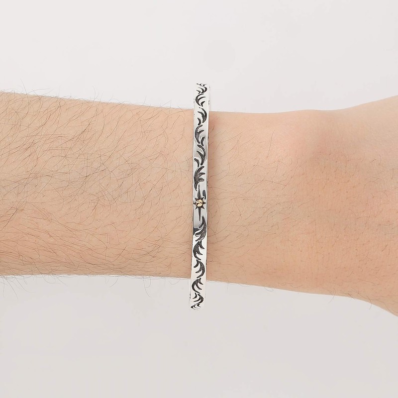 cmy select 925 silver bangle native bracelet thin sun arabesque