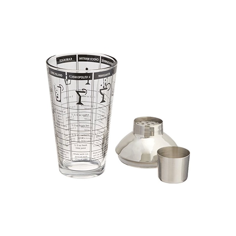 Franmara 8151-BX Recipe Cocktail Shaker, Stainless Steel/Glass