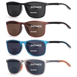 BLOEXCLU Bifocal Reading Sunglasses for Men UV400 Protection Outdoor Bifocals Sun Readers Men Women Reading Glasses (4 Mixed A, 1.25, Diopters)