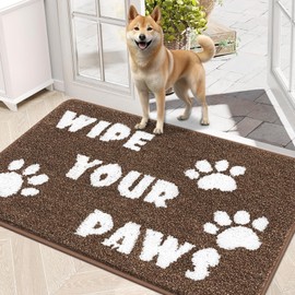 Vaukki Indoor Doormat Entryway Door Mat, Non Slip Absorbent Mud Trapper Mats, Low-Profile Inside Floor Mats, Soft Washable Small Mats Door Carpet for Entryway（Khaki and White, 24''x36''）