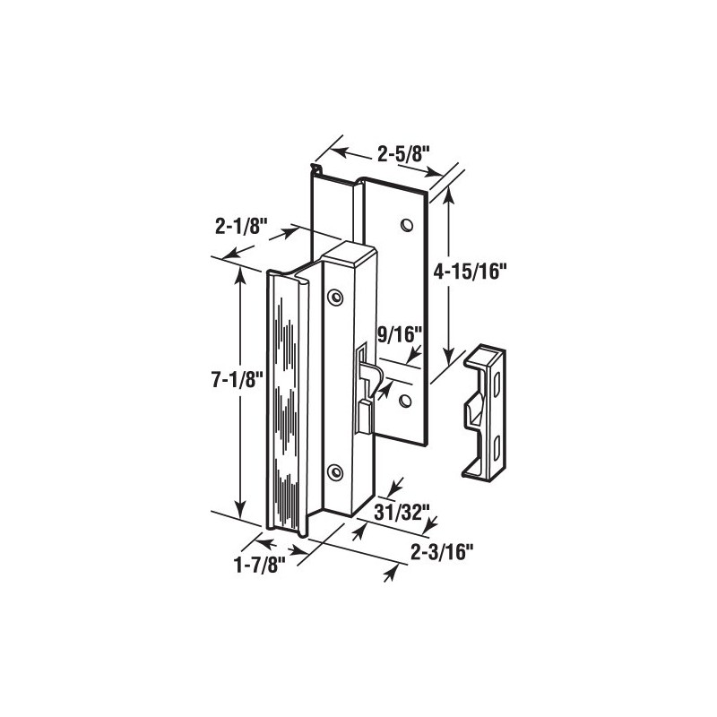 Prime-Line C 1003 Black Aluminum, Sliding Door Handle Set with