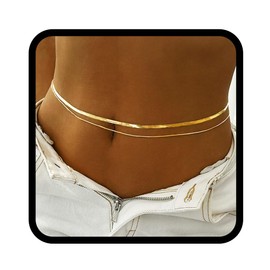 Handcess Boho Belly Chain Multilayer Gold Bikini Belly Chain Beach Body Chain for Women and Girls, Chain, Chain