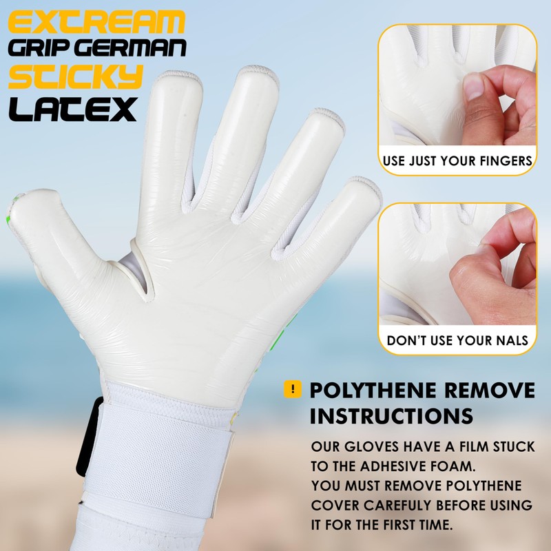 Soccer Goalie Gloves - Fingers Protection, Sizes 5 to 10,