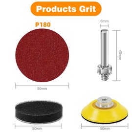 KONGMING 50mm Sanding Discs Hook and Loop 100 pcs Grit 180 for Drill Sanding Attachment