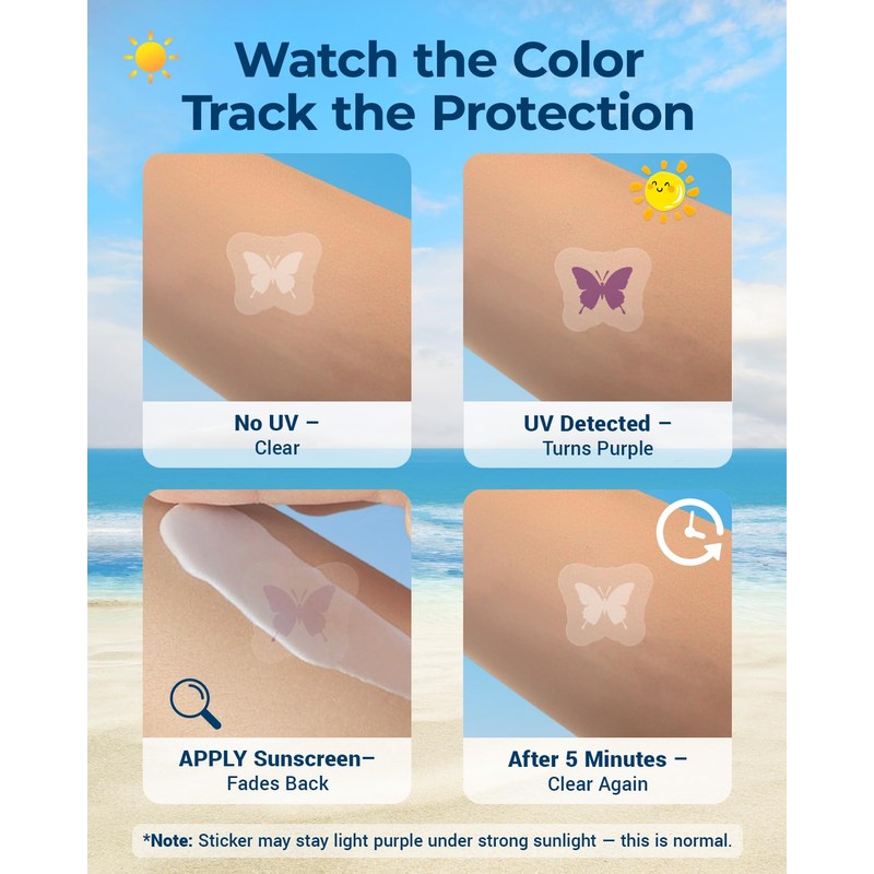 80 Pack UV Detection Stickers for Sunscreen Butterfly Pattern- Sunscreen