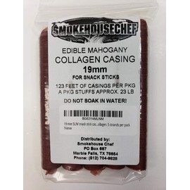 19 mm SLIM snack stick casings for homemade snack sticks. Beef Collagen. 5 strands per pack