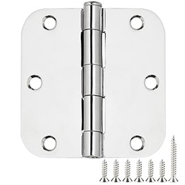 Rounded Door Hinges 3-1/2" x 3.5 inch, 5/8 Radius, Polished Chrom 3 ½ Inch 6 Pack