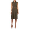 Halston Women's Sleeveless V-Neck Belted Commuter Dress, Sage