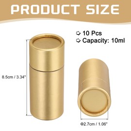 sourcing map 10pcs Kraft Paperboard Tubes, 10ml Empty Round Cardboard Box Gift Packing Box Tube Container for Essential Oil Bottle Packaging Crafts Pencils Tea Caddy Coffee Cosmetic, Gold