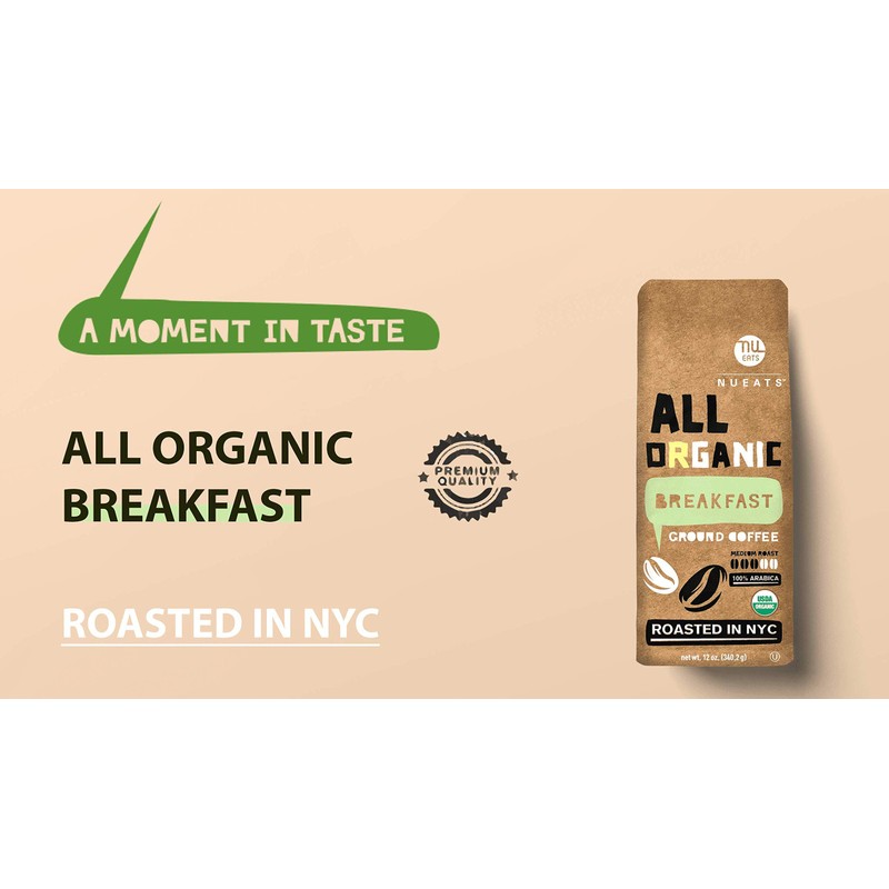 NuEats, All organic ground coffee, Roasted in NYC, 100% Organic