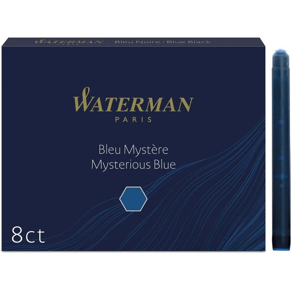 No Brand Waterman Fountain Pen Ink Cartridges, Long, Mysterious Blue,