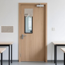 RYB HOME 100% Blackout Linen Classroom Door Window Cover for Side Window, Adhesive for French Door Thermal Insulated Room Darkening Privacy Curtain Tie up Shade, W 8 x L 36, Sand, 1 Panel