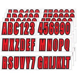 JLM MARINE 24 Sheets 3 Inch Self Adhesive Vinyl Letters Numbers Stickers for Boat Engine Mailbox House Address Crafts Car Poster Classroom Home Door Window Decor Red