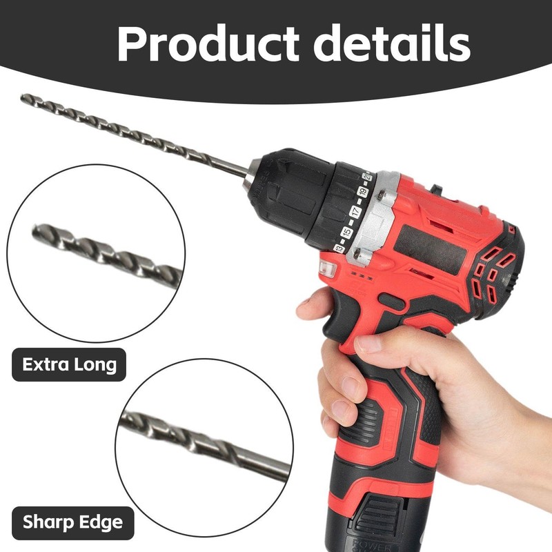 10-Piece Auger Tool, Durable, Metal Long Drill Set, Multiple Sizes,