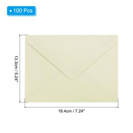 PATIKIL 5x7 Envelopes, 100Pcs A7 Size Gummed V Flap Pearl Invitation Envelopes for Greeting Cards Wedding Invitations Graduation Birthday Party, Cream White